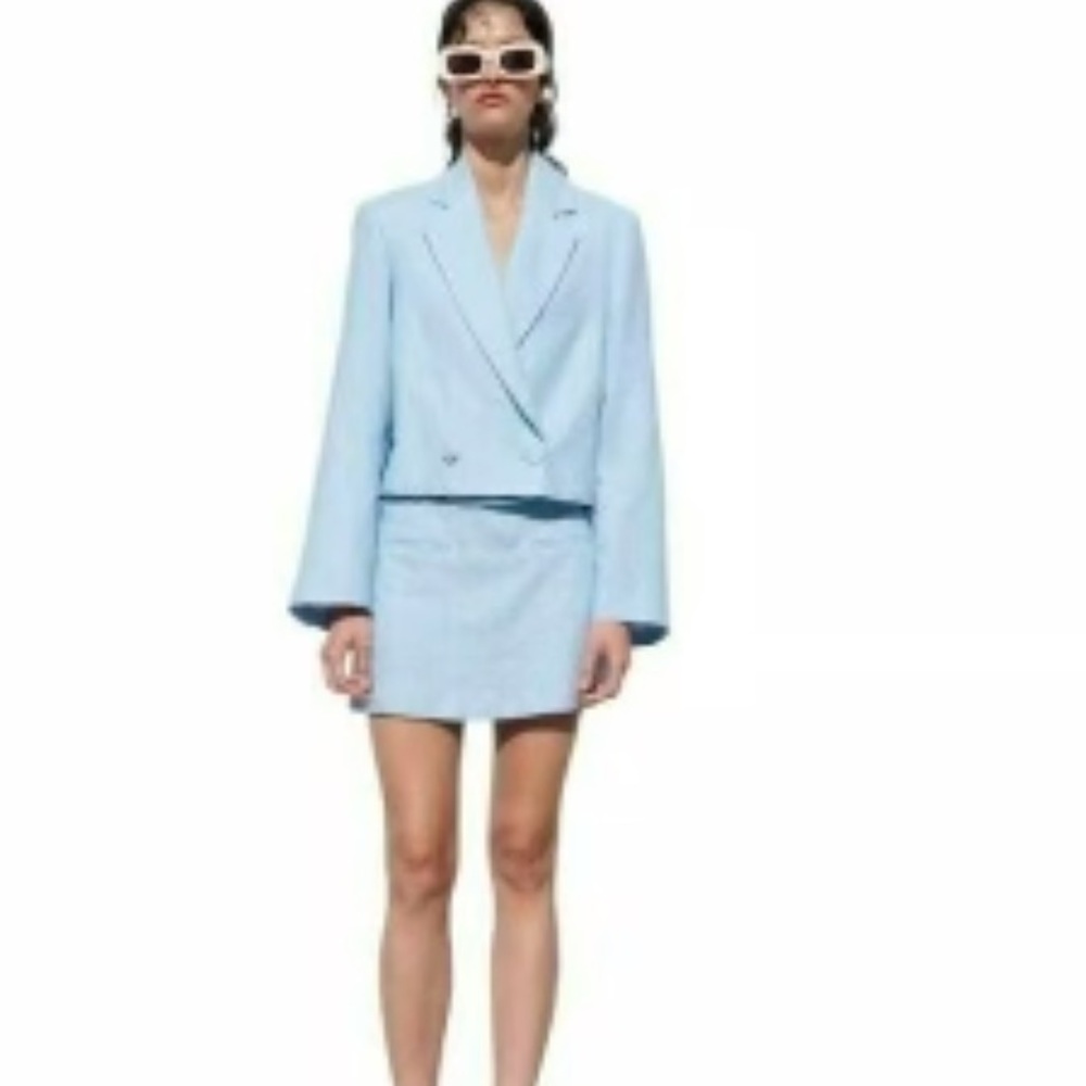 ZARA Blue Linen Skirt